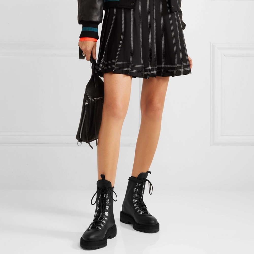 off white hiking textured-leather ankle boots